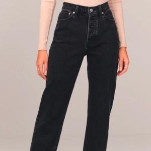 Abercrombie Washed Black Women's High Rise Dad Jeans
